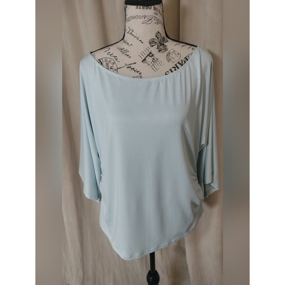 NWOT! Women's Batwing Top w/Bateau Neckline Side Ruching 3/4 Sleeve.Size 1XL